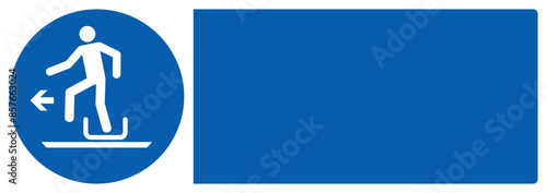 ISO mandatory safety signs_alighting from toboggan to the left your custom message here landscape size 1/2 a4,a3,a2,a1