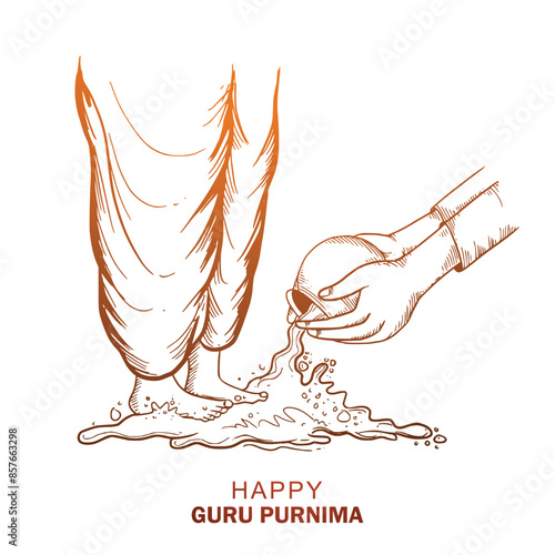 Hand draw sketch on honoring celebration guru purnima card back
