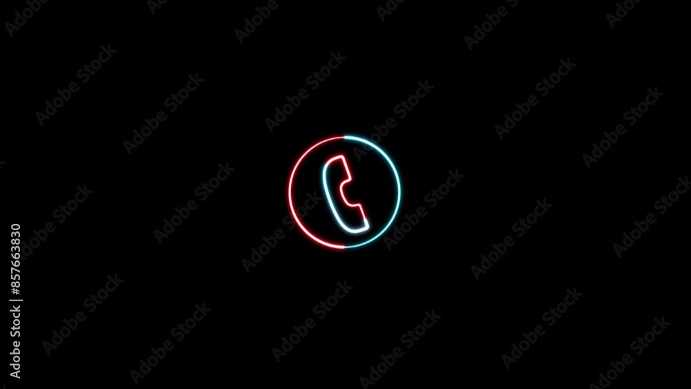 Glowing neon line Telephone call icon animation. Handset icon 4k ...
