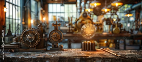 Steampunk Workshop with a Glowing Orb