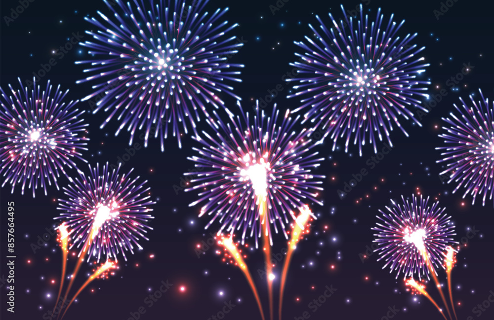 Vibrant fireworks lighting up the night sky Vibrant fireworks lighting up the night sky