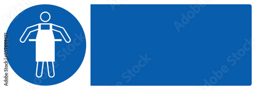 ISO mandatory safety signs_use protective apron your custom message here landscape size 1/2 a4,a3,a2,a1