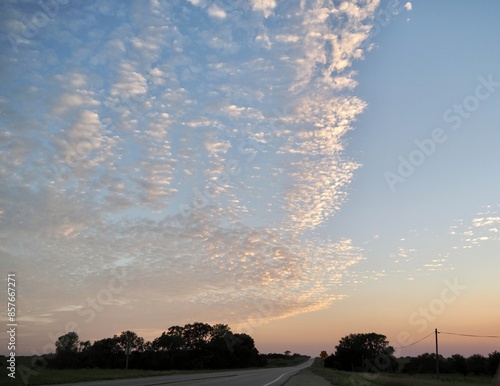 Cirrocumulus clouds at sunset.