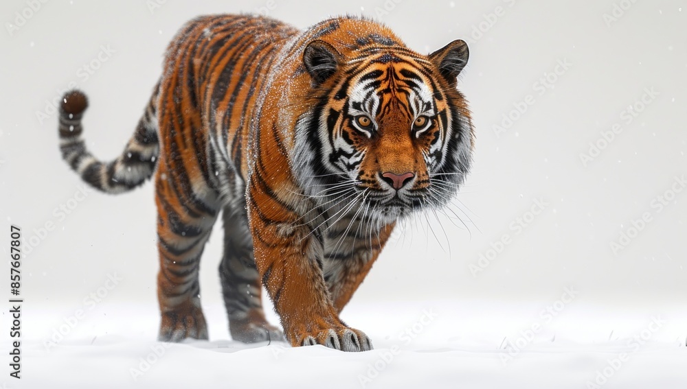 Obraz premium Siberian Tiger Walking Through Snow