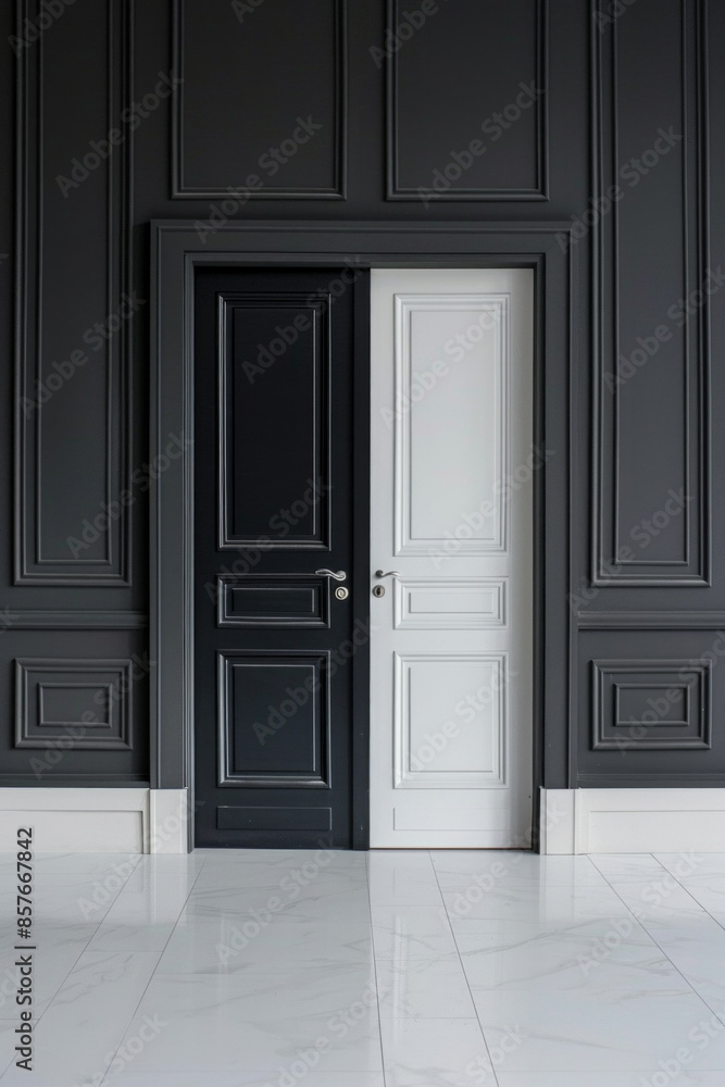 Several minimalist doors stacked. This represents the layers of choices or the complexity of decisions in a clean and organized manner Several minimalist doors stacked. This represents the layers of choices or the complexity of decisions in a clean and organized manner