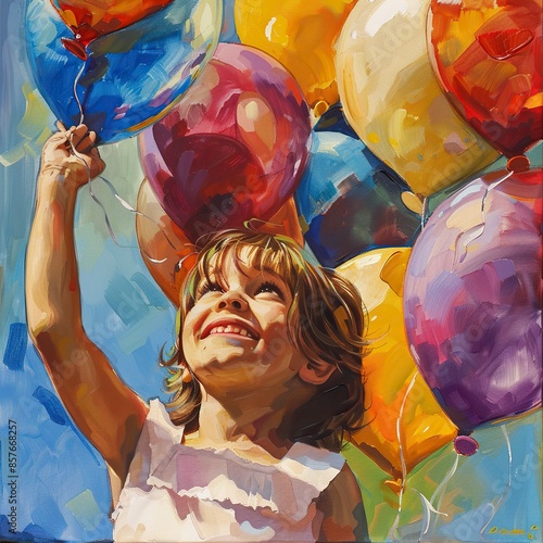 Girl with balloons, Birthday celebration