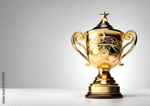 golden trophy isolated on white light background