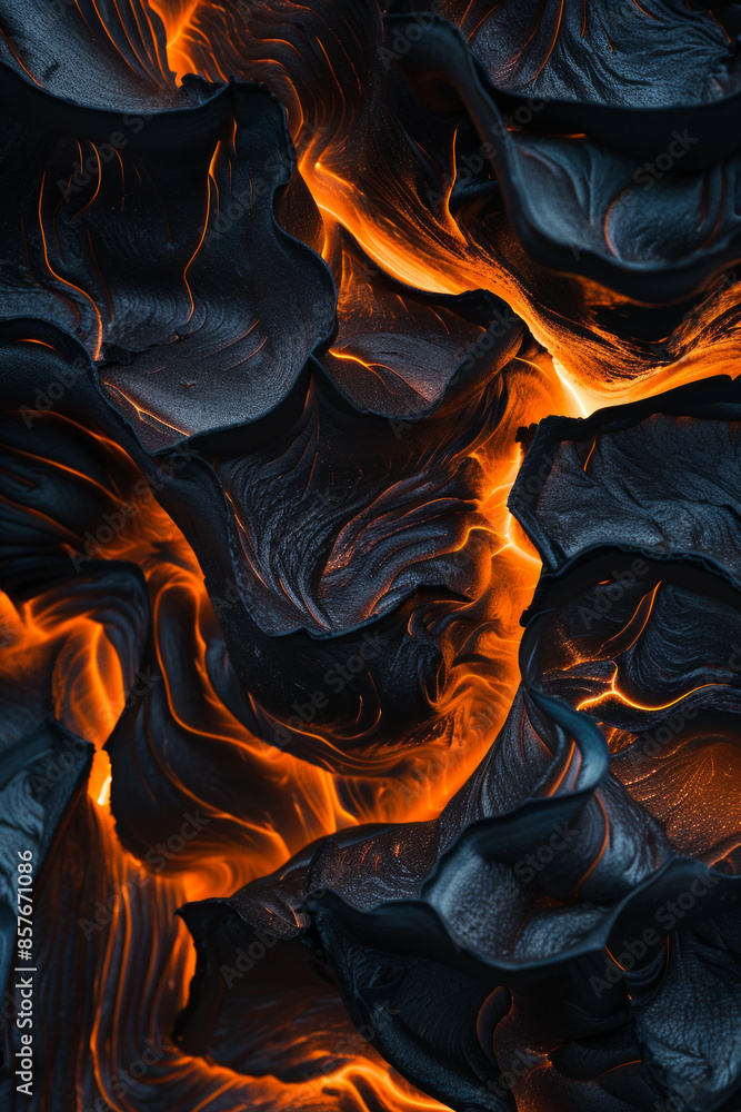 Obraz premium Patterns formed by flowing lava, symbolizing the raw and dynamic energy of creativity.