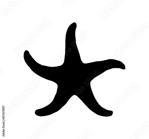 starfish engraving black and white outline, Starfish silhouette vector illustration