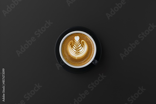 Top View of Latte Art in Coffee Cup photo
