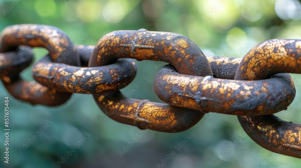 CloseUp of Rusty Metal Chain Links in Nature Setting CloseUp of Rusty Metal Chain Links in Nature Setting
