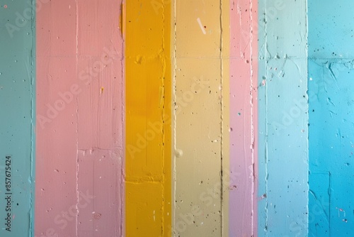 Colorful Pastel Wall with Vertical Stripes for Trendy Background or Artistic Decor photo