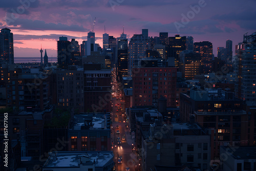 Night Skyline with Vibrant City Lights photo