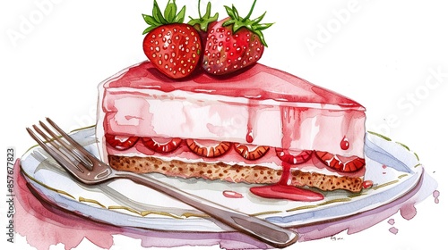Illustration delicious strawberry cake