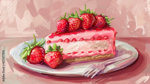 Illustration delicious strawberry cake