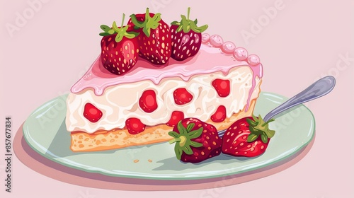Illustration delicious strawberry cake