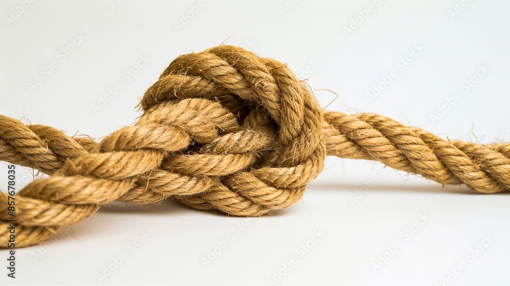 A rope tied together with a knot. A rope tied together with a knot.