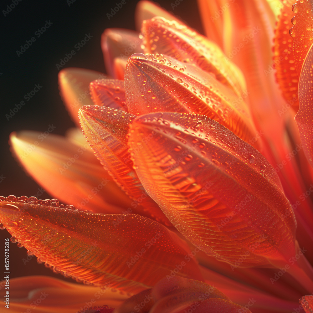 Close-Up of Orange Flower Petals with Water Droplets Close-Up of Orange Flower Petals with Water Droplets