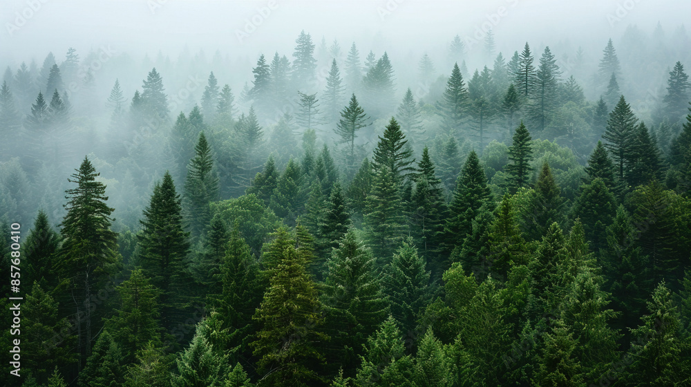 the view of tropical rain forest with mist the view of tropical rain forest with mist