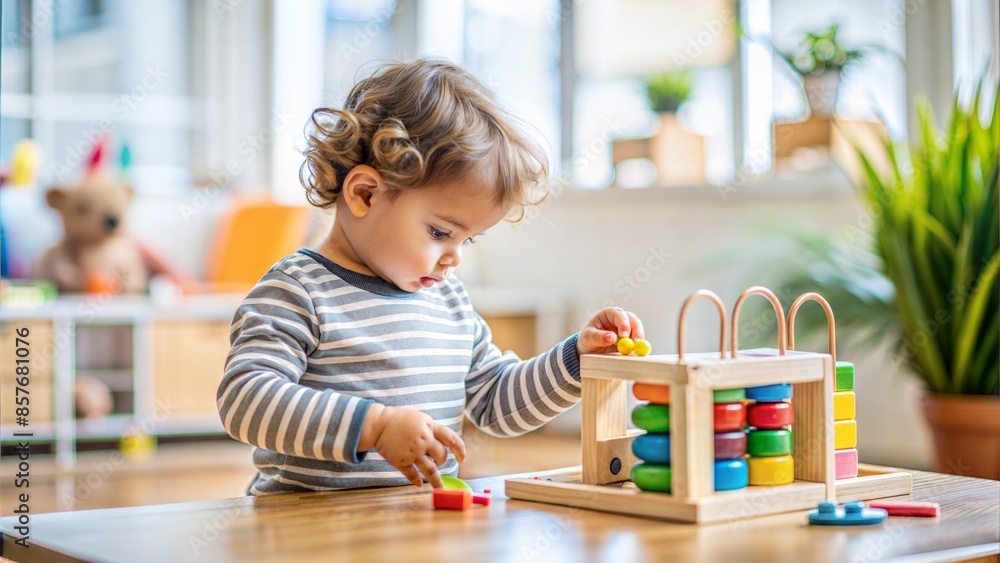 Curious Preschooler with Educational Toy: A curious preschooler playing with an educational toy, highlighting early childhood education.
Curious Preschooler with Educational Toy: A curious preschooler playing with an educational toy, highlighting early childhood education.