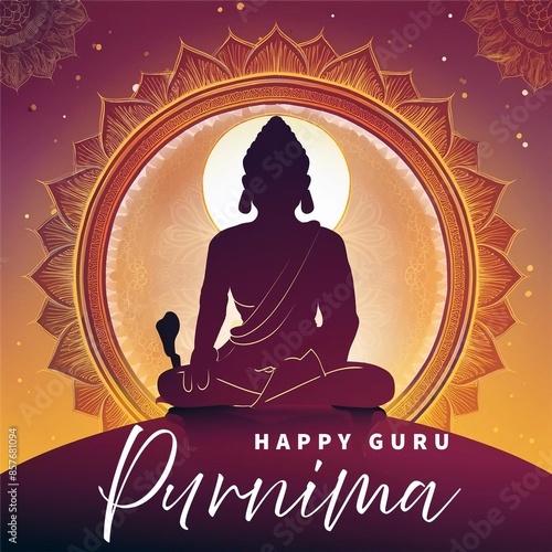 Guru Purnima Poster Design for Social Media Post, Template Banner etc.  Illustration for the Day Of Honoring Celebration Guru Purnima. photo