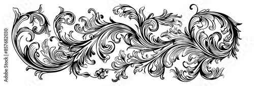 vintage baroque victorian engraving black and white outline