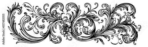 vintage baroque victorian engraving black and white outline