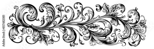 vintage baroque victorian engraving black and white outline