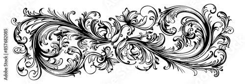 vintage baroque victorian engraving black and white outline