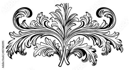 vintage baroque victorian engraving black and white outline