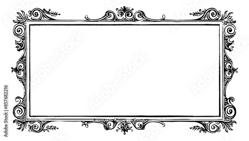 vintage frame calligraphic engraving black and white outline