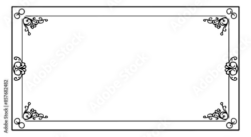 vintage frame calligraphic engraving black and white outline