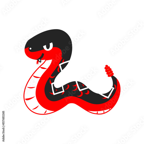 舌を出すガラガラヘビ。シンプルなベクターイラスト。
Rattlesnake sticking out its tongue. Simple vector illustration.