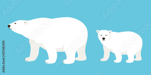 シロクマの親子_ベクターイラスト