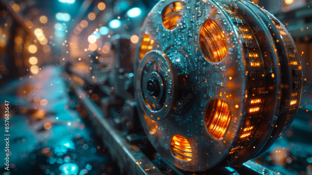a spooling old movie reel where the film cell contain data visualization plots, generative ai a spooling old movie reel where the film cell contain data visualization plots, generative ai