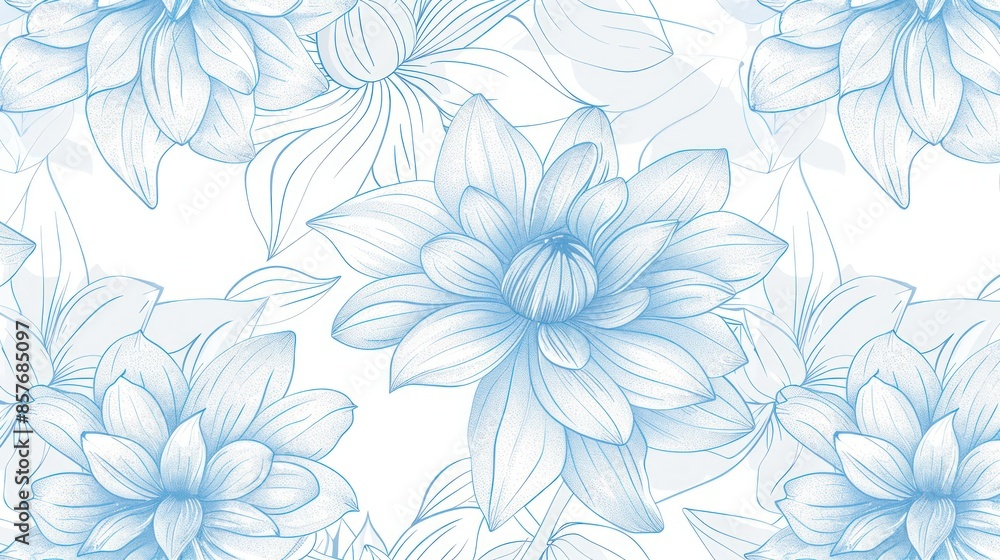 A blue and white flower pattern with a white background A blue and white flower pattern with a white background