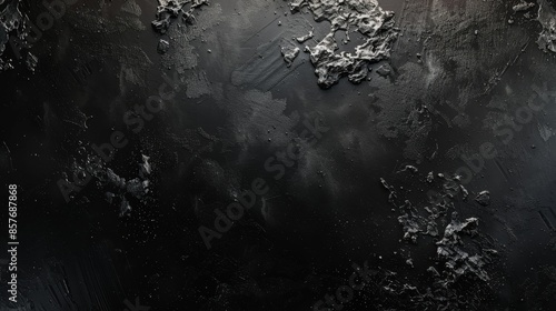 Rough black texture background featuring weathered, distressed surfaces and dispersed golden touches photo