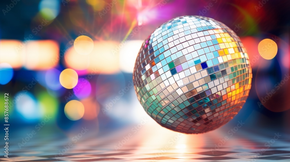 Obraz premium bright disco ball with multicolored reflections