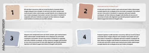 Step by step infographics template - four pieces of torn paper