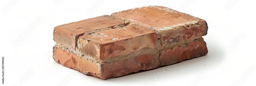 Orange brick on isolated white background