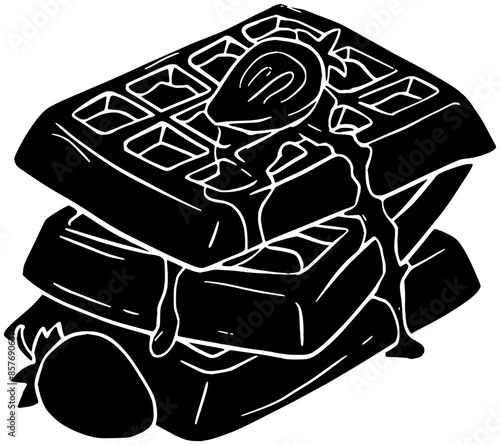 dessert illustration sweet silhouette food logo cafe icon waffles outline waffle breakfast chocolate dish snack cream pastry bake homemade shape crispy meal fruit for vector graphic background