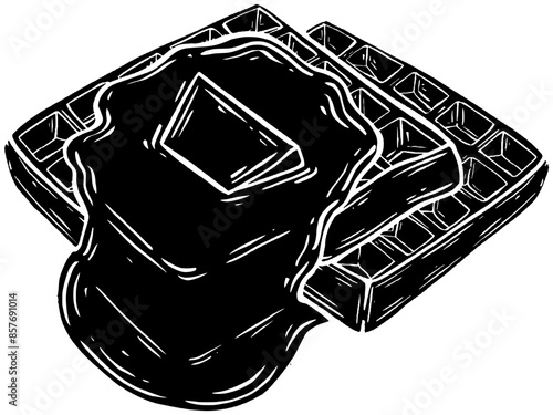 dessert illustration sweet silhouette food logo cafe icon waffles outline waffle breakfast chocolate dish snack cream pastry bake homemade shape crispy meal fruit for vector graphic background