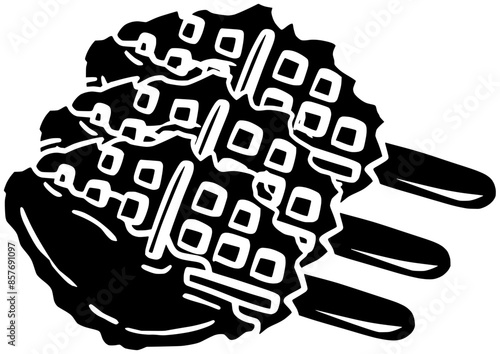 dessert illustration sweet silhouette food logo cafe icon waffles outline waffle breakfast chocolate dish snack cream pastry bake homemade shape crispy meal fruit for vector graphic background