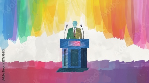 political correctness flat design front view speech water color colored pastel