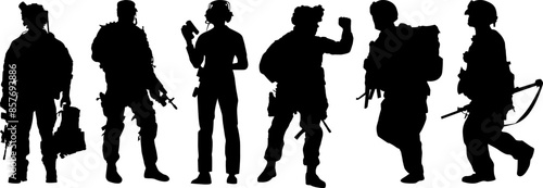 Military Silhouette Action Vector Illustration