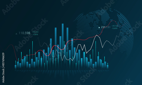 Technology background picture, data analysis chart, global financial market stock trading