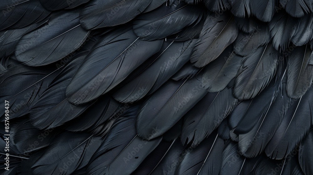 Obraz premium Texture background with a pattern of dark, beautiful black feathers