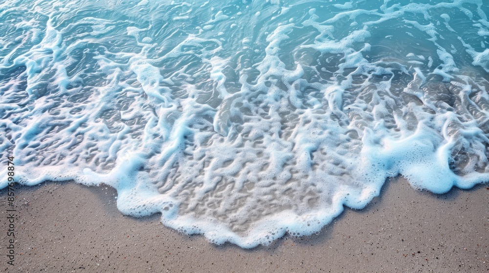 Blue water waves on a sandy shore Blue water waves on a sandy shore