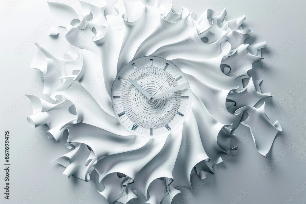Stylish modern clock with a unique design and detailed face on isolated background Stylish modern clock with a unique design and detailed face on isolated background