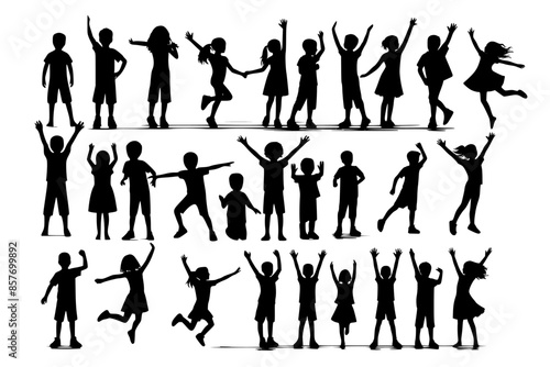 A vector sketch of children in silhouette.